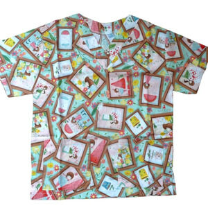 Women's Scrub Top Multicolored Size S Medical Nurses Uniform